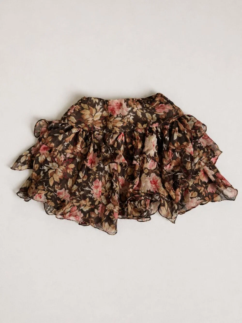 Ralph Lauren Floral Ruffle Tier Flowy Skirt Brown and Pink Girls’ Size 3T Fall